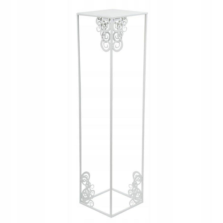 Blumenständer Metall 80 x 24 cm - Solider Blumenhocker mit Ornamenten - Weiss Pflanzenständer für di