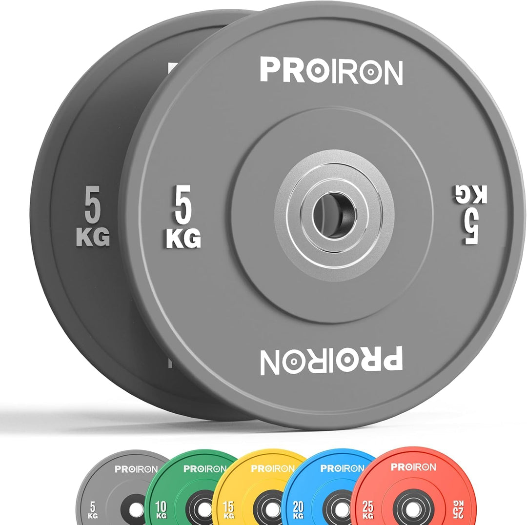 PROIRON Hantelscheiben, Olympic Bumper Plates 50mm, 5-25kg, Hartgummi, Hanteln Gewichtsscheiben nach