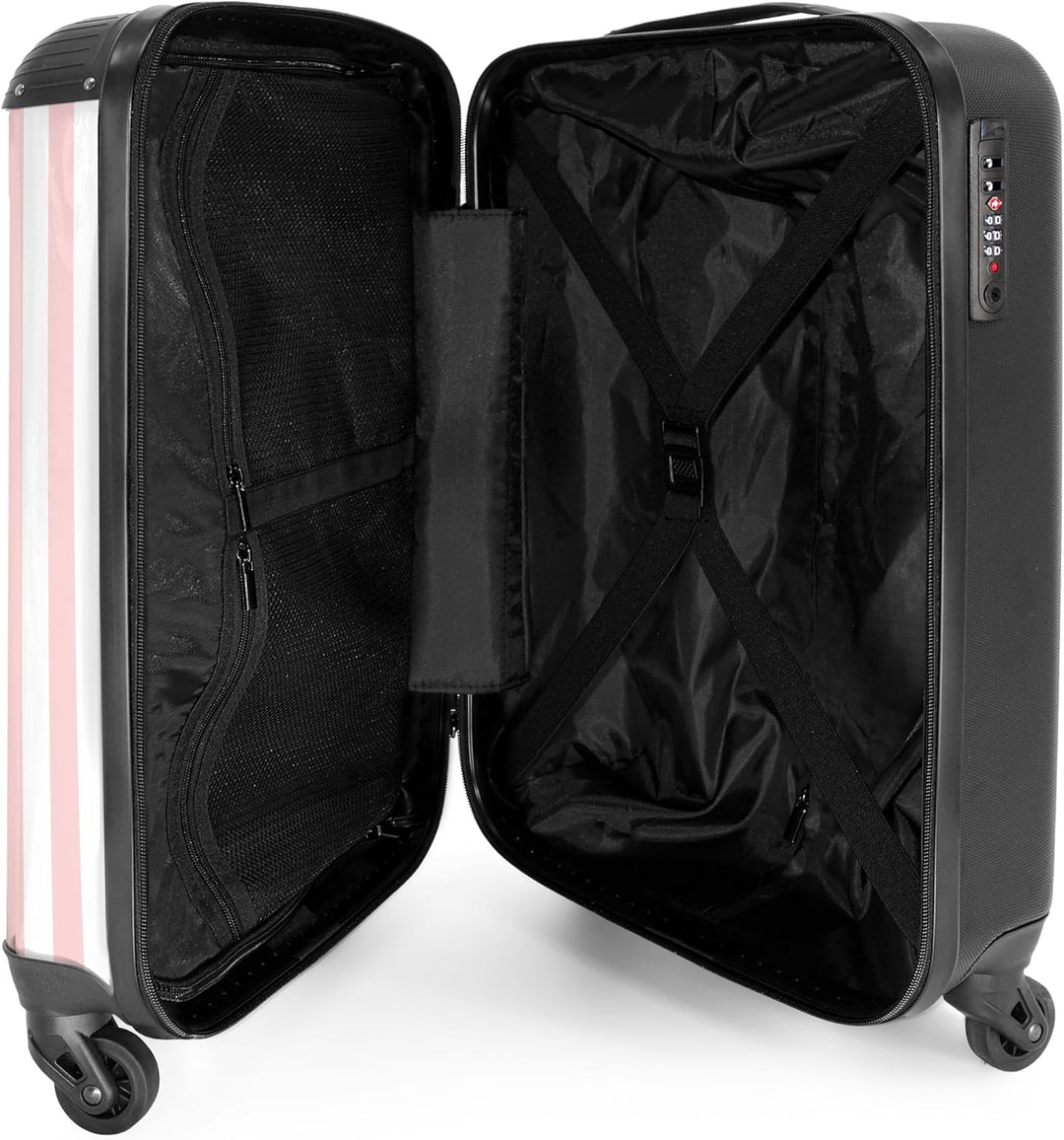 NoBoringSuitcases.com® Kinderkoffer Mädchen - Koffer Kinder - Hartschalenkoffer Streifen Rosa - Reis