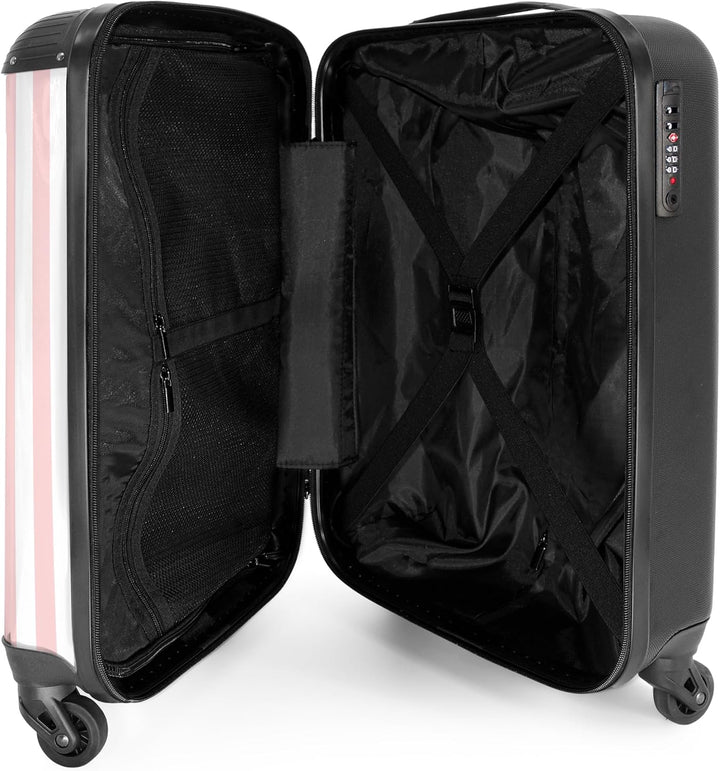 NoBoringSuitcases.com® Kinderkoffer Mädchen - Koffer Kinder - Hartschalenkoffer Streifen Rosa - Reis