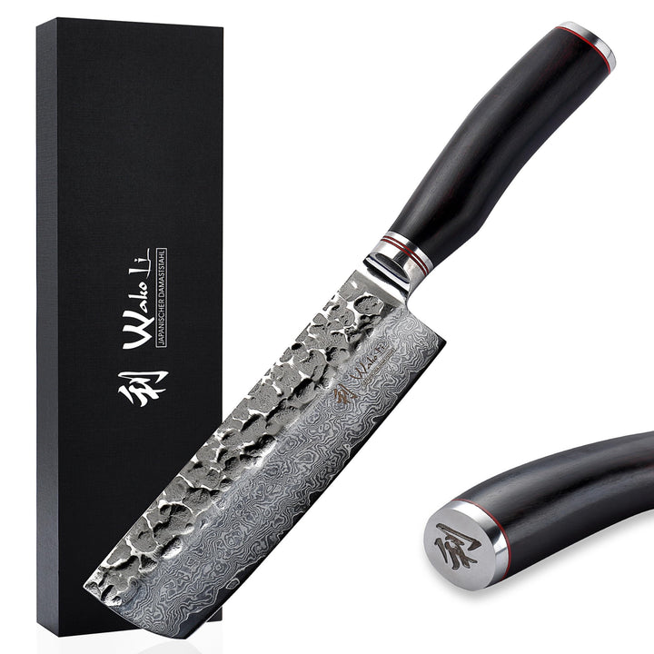 Wakoli Ebo Damastmesser Nakirimesser extrem scharfe 16,5 cm Klinge aus 67 Lagen I Damast Küchenmesse