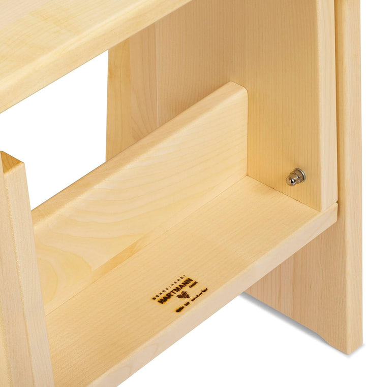 Tritthocker, Sitzhocker Holz, stabil in Ahorn Massivholz, für Kinder und die ganze Familie, Ahorn