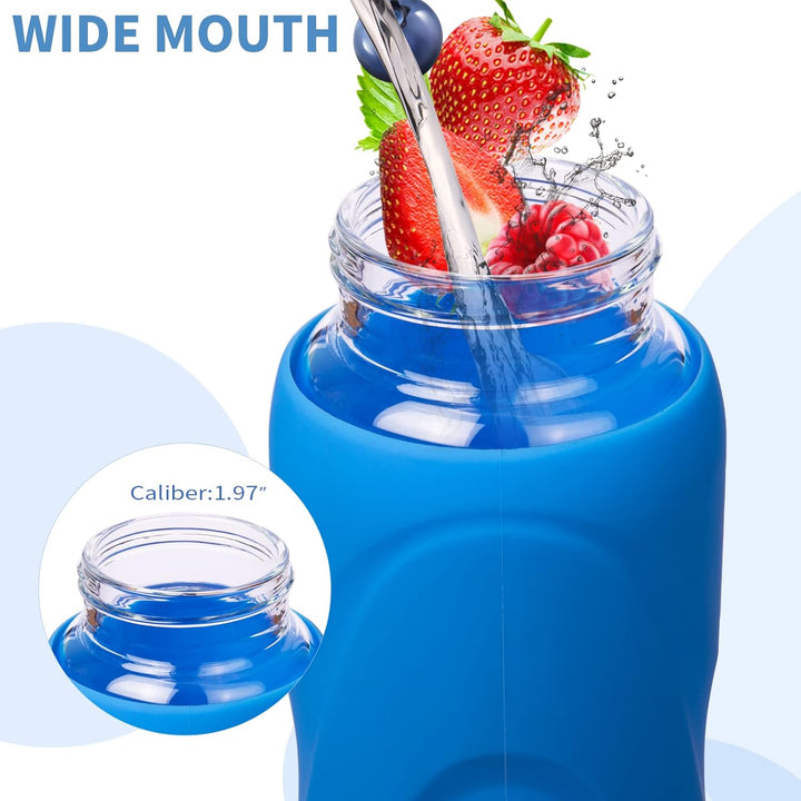 DEARRAY 1l Sport Trinkflasche Glas Flasche mit Strohhalm 1 liter auslaufsicher bpa frei Gym Wasserfl