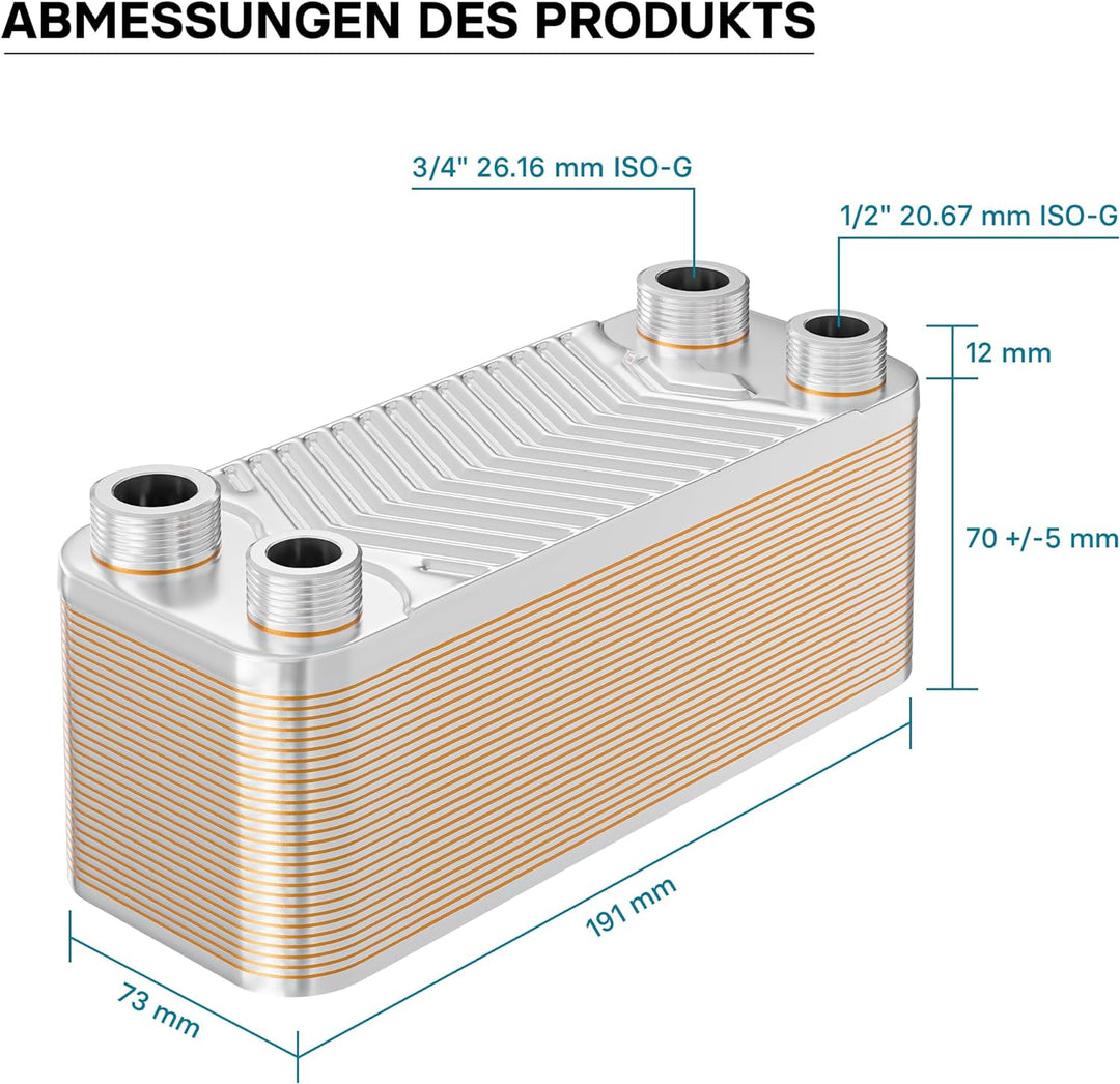 Hrale Edelstahl Wärmetauscher 30 Platten max 66 kW Plattenwärmetauscher Wärmetauscher