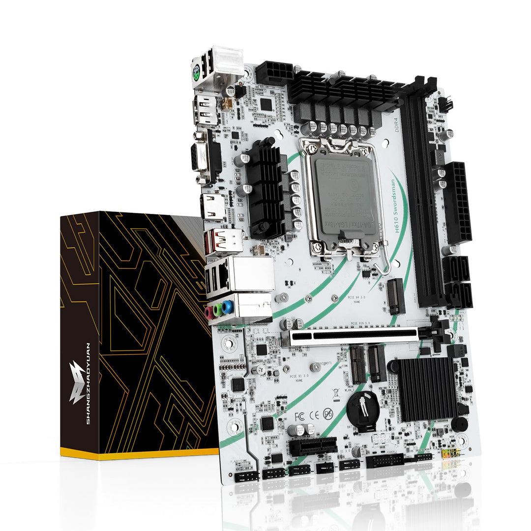 SHANGZHAOYUAN H610 Mainboard LGA 1700 Motherboard (μATX, 2*DDR4, SATA 3.0, USB 3.1, NVME M.2, WiFi M