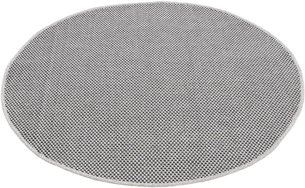 carpetfine In- und Outdoor Teppich Boho Rund Beige Flachgewebeteppich Ø 120 cm | Moderner Teppich We