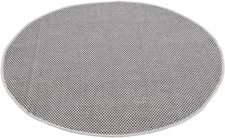 carpetfine In- und Outdoor Teppich Boho Rund Beige Flachgewebeteppich Ø 120 cm | Moderner Teppich We