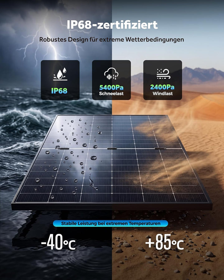 2x 450W Bifaziales Solarmodul, N-Typ Monokristallin 16BB Halbzellen-Modul, Ganz Schwarz Doppelglas,