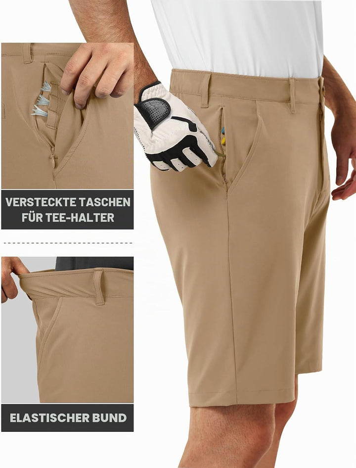 33,000ft Herren Golf Shorts Stretch Kurze Golfhosen Leichte Schnelltrocknende 11" Bermuda Shorts Kur
