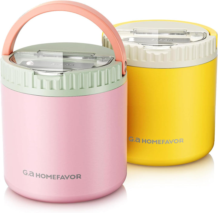G.a HOMEFAVOR Thermobehälter für Essen 532ml, Edelstahl Warmhaltebehälter mit Löffel, Thermobecher A