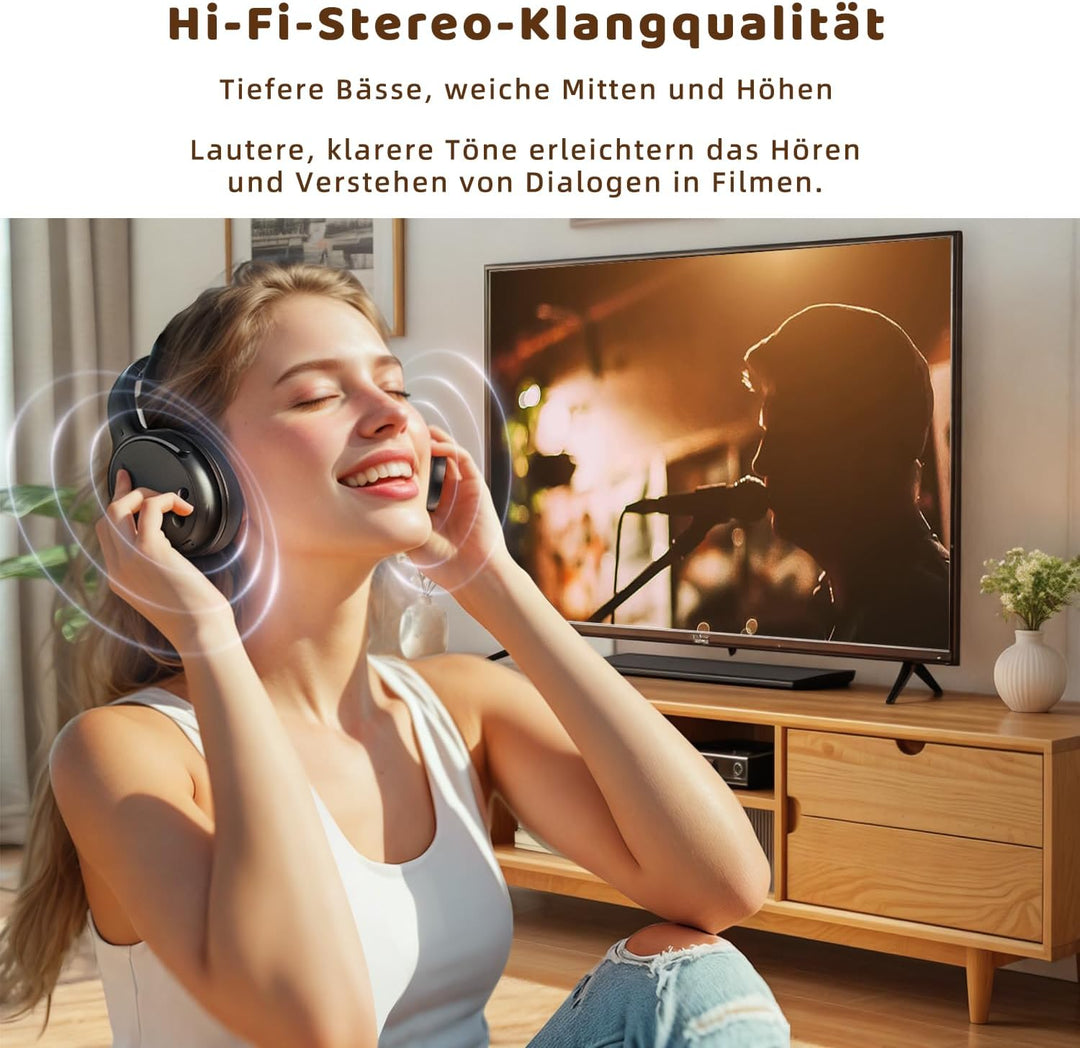 Holdsound Kopfhörer für Fernseher,TV Kopfhörer Kabellos für Senioren mit USB Verlängerungskabel Send