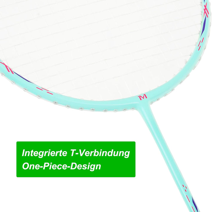 MANJHONG Graphit Badmintonschläger Set 2er Kratzfestes Rahmendesign Leichtgewicht Freizeit Federball