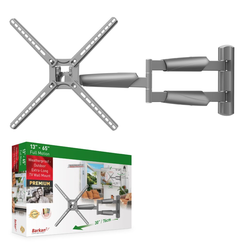 Barkan 76cm Lange Draussen TV Wandhalterung, 13-65 Zoll Schwenkbar/Neigbar/Vollbewegung TV Halterung