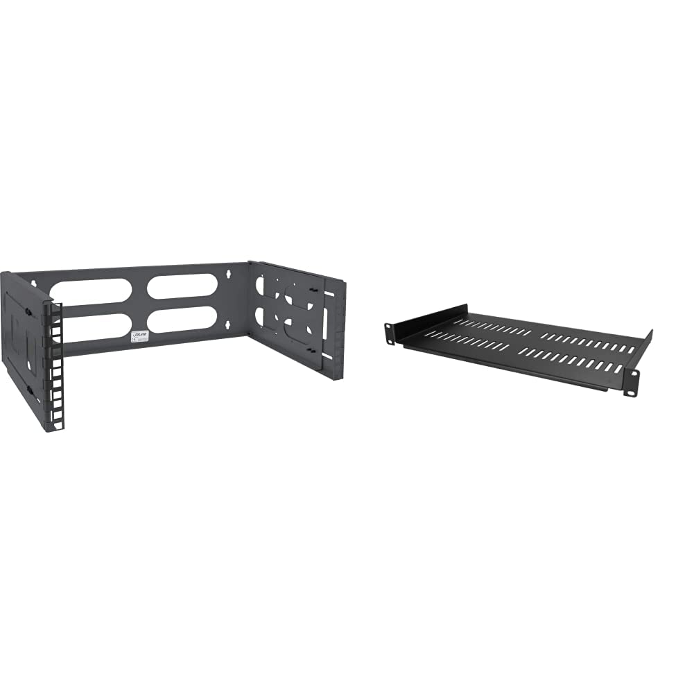 InLine 19“ Rack zur Wandmontage, 4HE, 24-40cm Tiefe, Schwarz & StarTech.com 1HE Fachboden - 1U perfo