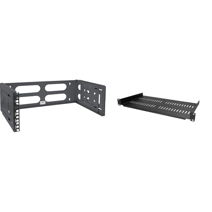 InLine 19“ Rack zur Wandmontage, 4HE, 24-40cm Tiefe, Schwarz & StarTech.com 1HE Fachboden - 1U perfo