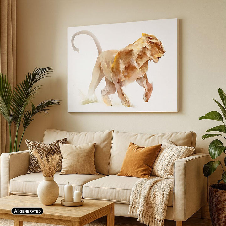 Bilder auf Leinwand 100x70cm Leinwandbild mit Rahmen Tier Abstraktion Gross Wanddeko Bild Schlafzimm