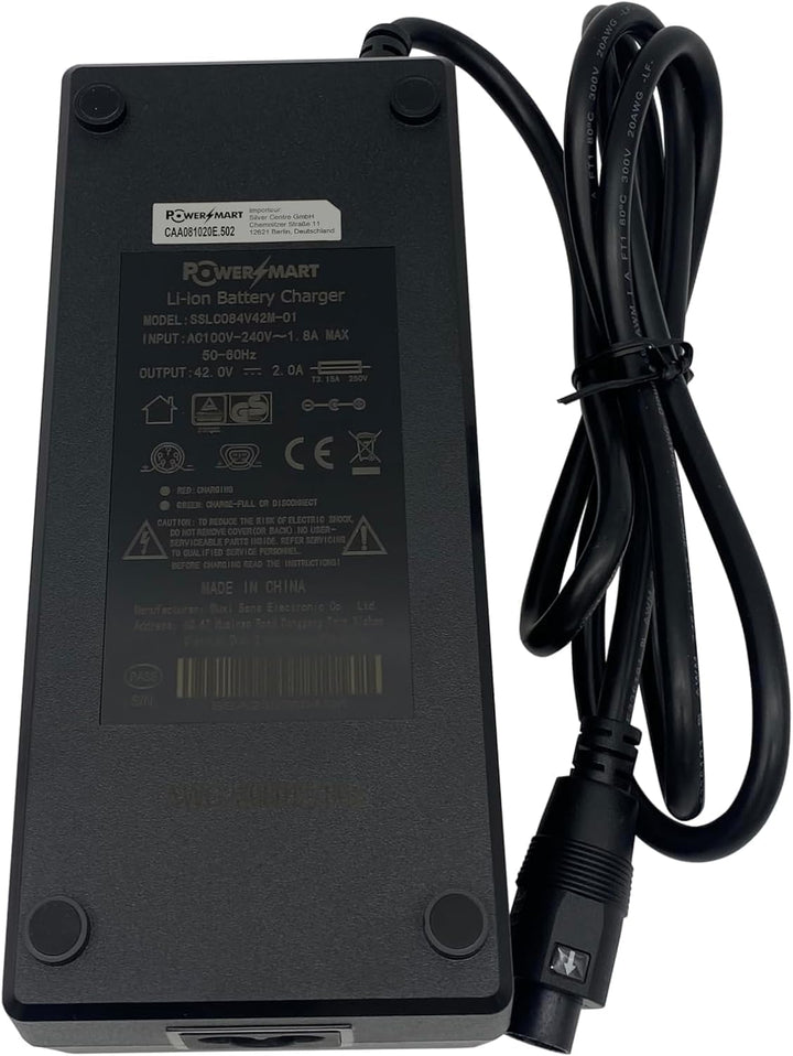 PowerSmart 42V 2A SVD 5-Pin Ladegerät für E-Bikes, kompatibel mit Phylion 36V Lithium-Akkus, Nicht f