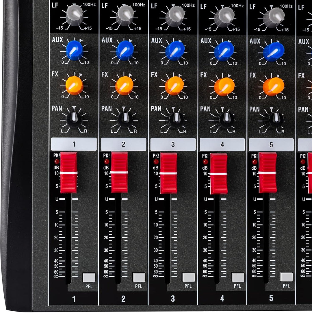 DJ Sound Mixer Board Konsole 48V Phantomspeisung 12 Kanäle mit USB Steckplatz Audiomischer Geeignet