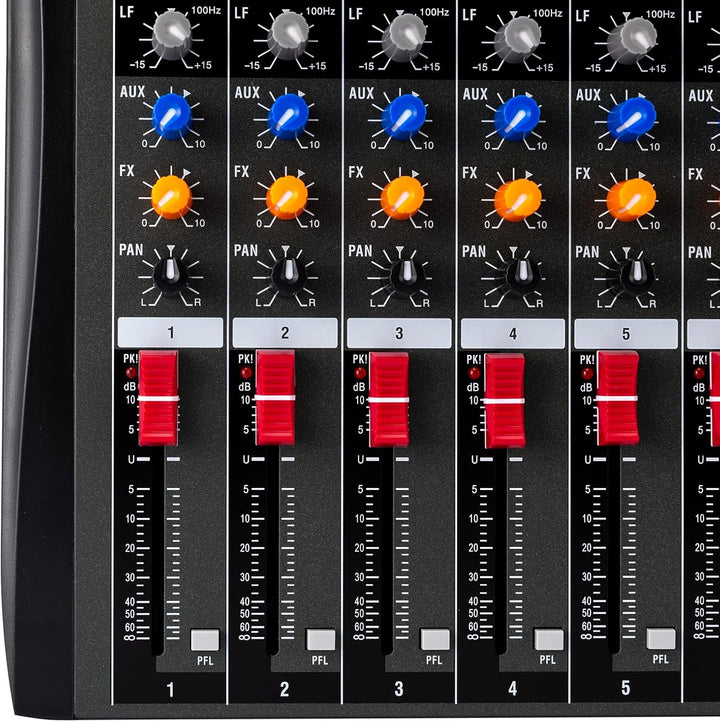 DJ Sound Mixer Board Konsole 48V Phantomspeisung 12 Kanäle mit USB Steckplatz Audiomischer Geeignet