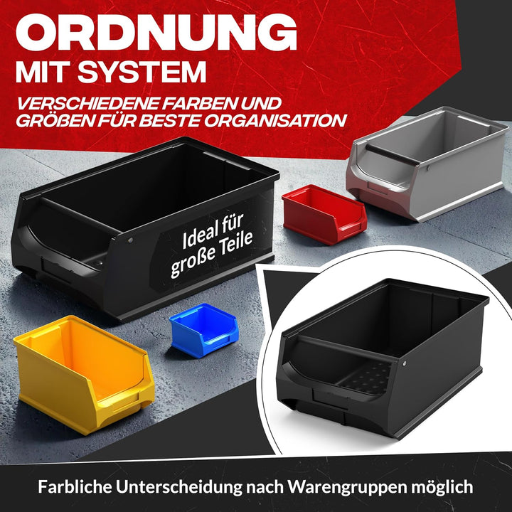 aidB Sichtlagerbox 500x300x200mm – ESD-Sortierbox für Kleinteile – Leitfähige Lagerbox für Werkstatt