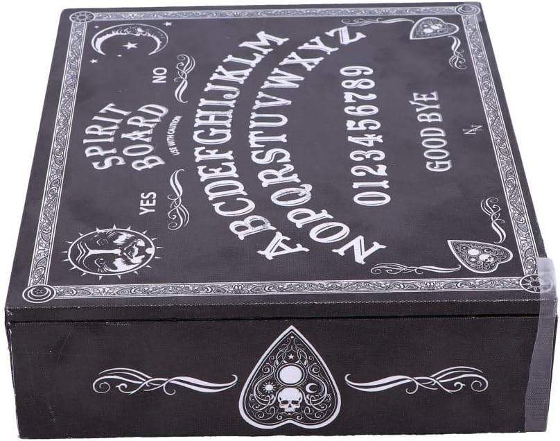 NEMESIS NOW Schmuckkästchen mit Spiegel, mitteldichte Faserplatte und Planchette, Schwarz und Weiss,