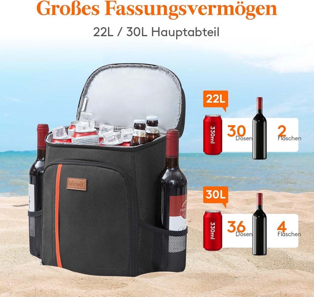 Lifewit 22L Kühlrucksack Auslaufsichere Kühltasche Rucksack wasserdichte Picknickrucksack Isolierte