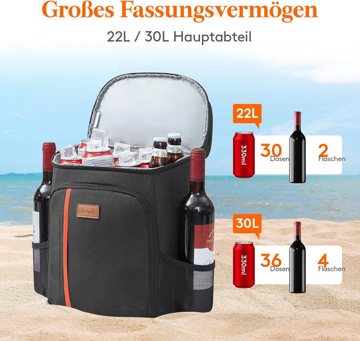 Lifewit 22L Kühlrucksack Auslaufsichere Kühltasche Rucksack wasserdichte Picknickrucksack Isolierte