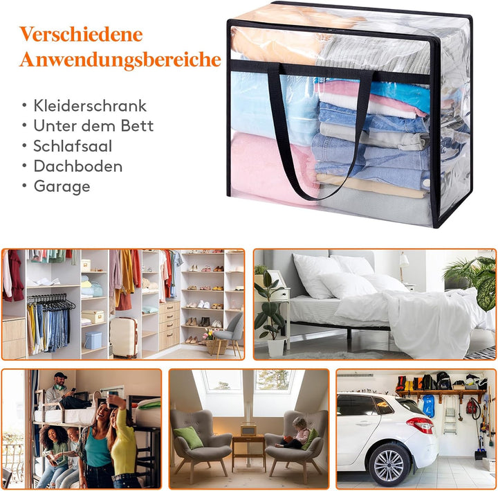 Lifewit 6 Stück Transparente Plastik Aufbewahrungstasche, 40L Kleiderschrank Organizer Aufbewahrungs