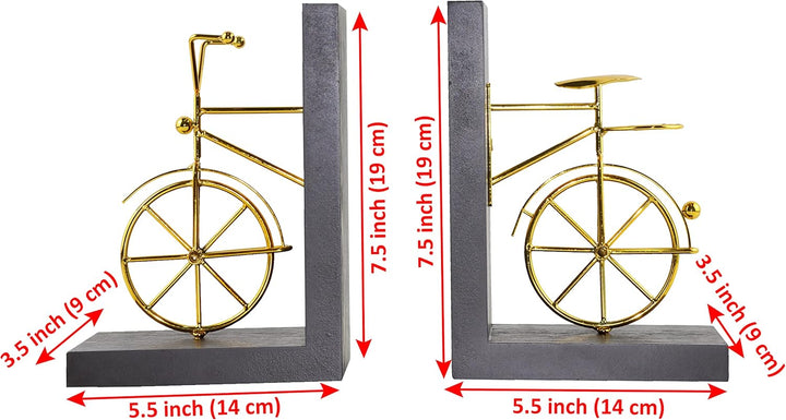 Spiretro Fahrrad-Buchstützen, dekorative Buchstützen mit Rutschfester Rückseite, Holz-Metall-Buchstä
