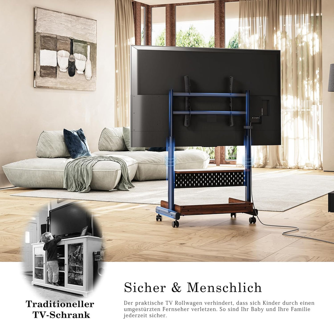 FITUEYES TV Ständer Rollbar Fernsehständer mit Rollen Bodenständer TV Rollwagen für 40-85 Zoll Ferns