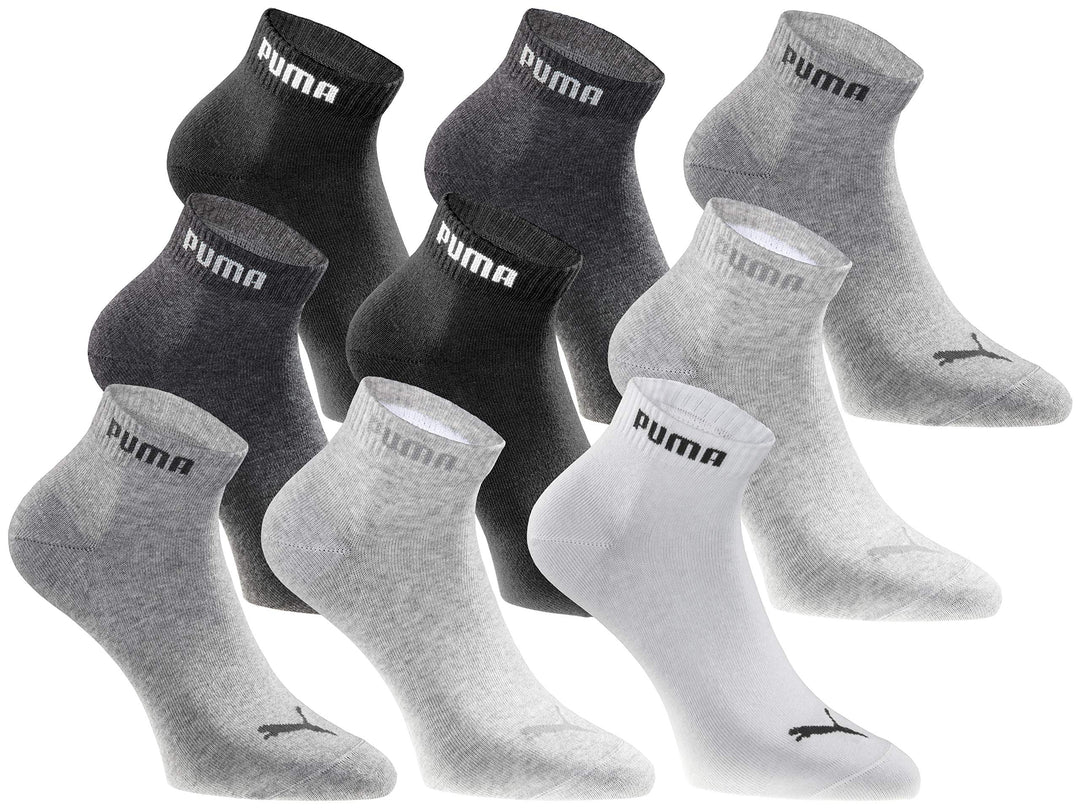 PUMA Quartersocken 18 Paar Pack Statement Edition - Damen und Herren, 35-38 Black White Grey
