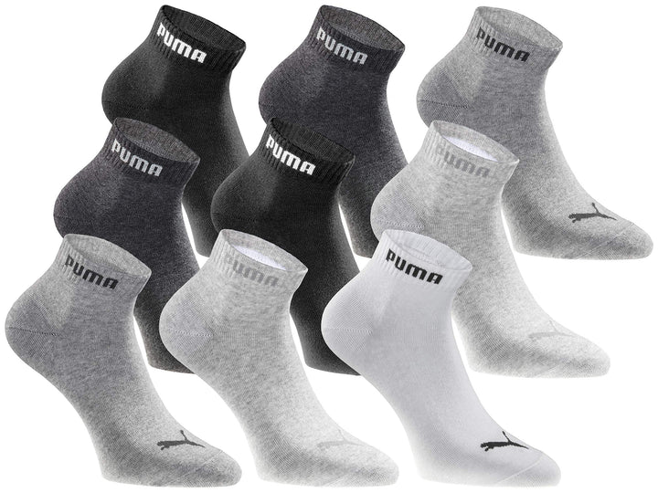 PUMA Quartersocken 18 Paar Pack Statement Edition - Damen und Herren, 35-38 Black White Grey
