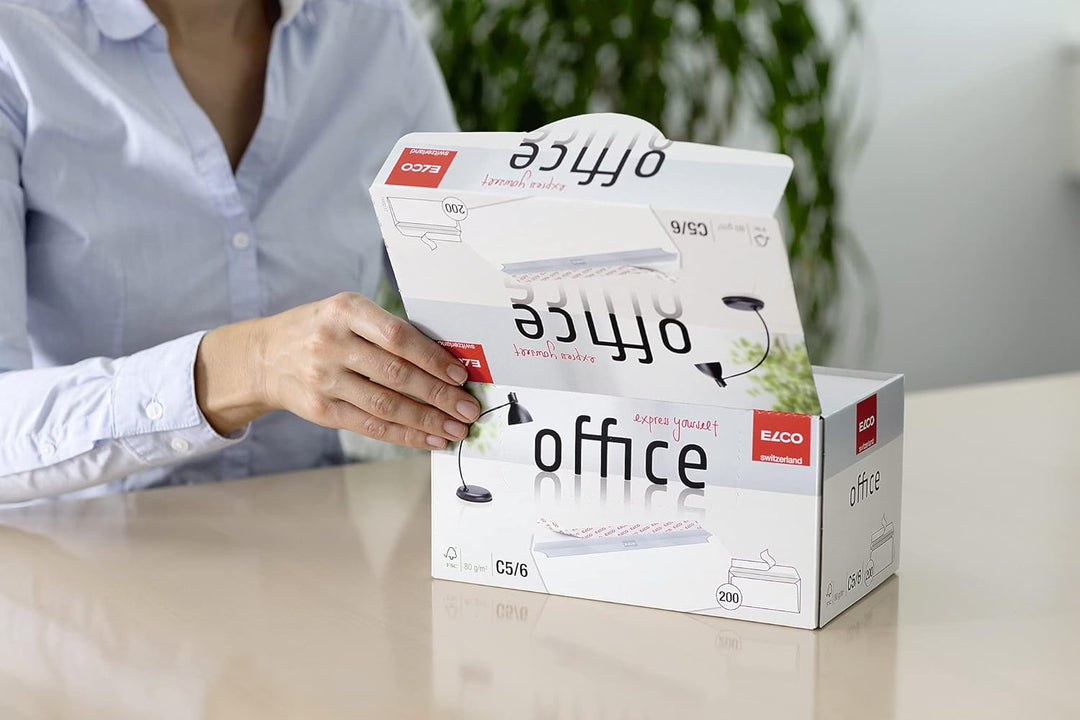 ELCO Office Umschlag DIN lang 80 g/m² FSC-zertifiziert mit Haftverschluss in Shop-Box 200 Stück weis