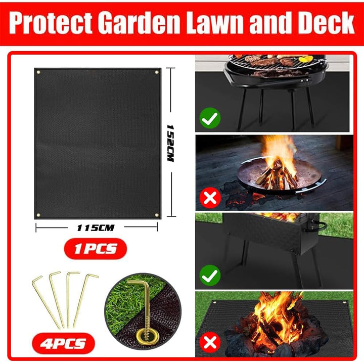 Grillmatte Bodenschutz,Feuerfeste Unterlage 152 * 115cm,Faltbare Grillunterlage mit Löchern und Bode