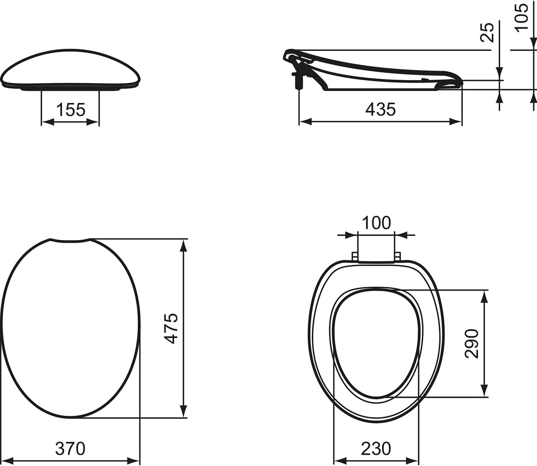 Ideal Standard K703101 Avance WC-Sitz, Wrapover|Gerundet|Normal close