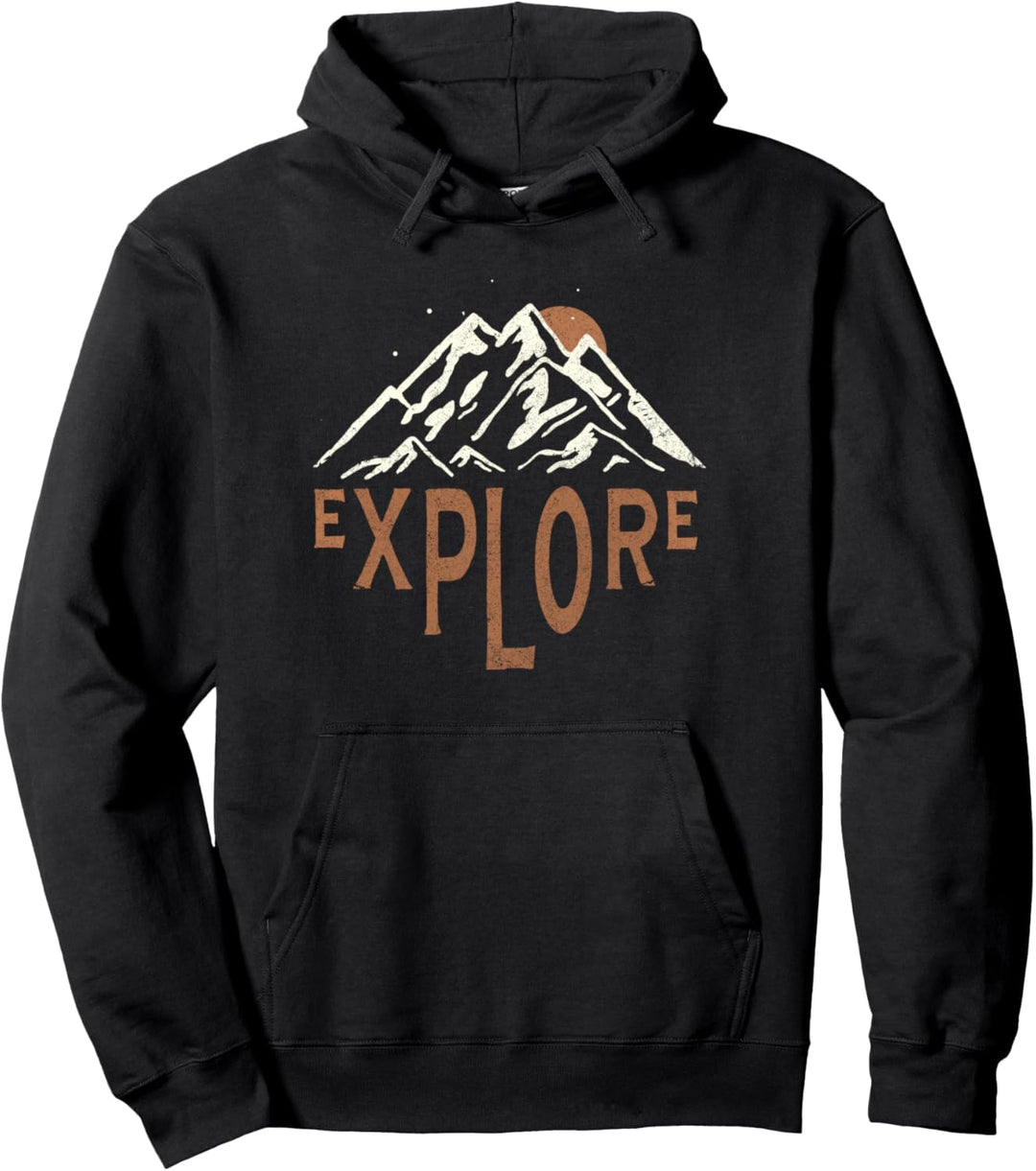 Trendy Explore Graphic Mountains Pullover Hoodie