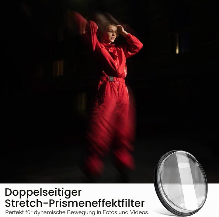 WalkingWay 49mm Doppelter Stretch-Effekt Prismafilter, K9 Optisches Glas Drehbarer Geisterfilter Mit