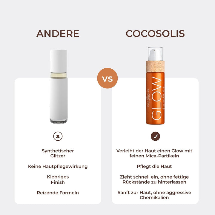 COCOSOLIS GLOW Shimmer Oil - Bio Trockenöl - Schimmerndes Körperöl mit glänzenden Partikel, Verleiht