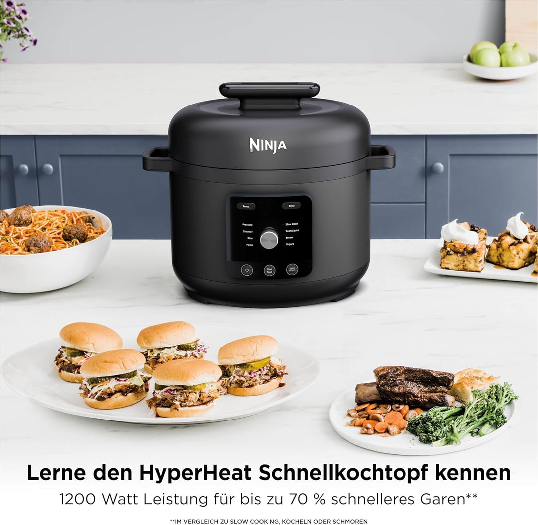 Ninja HyperHeat 9-in-1 Schnellkochtopf, Slow Cooker und Reiskocher, inkl. Dämpfeinsatz und herausneh