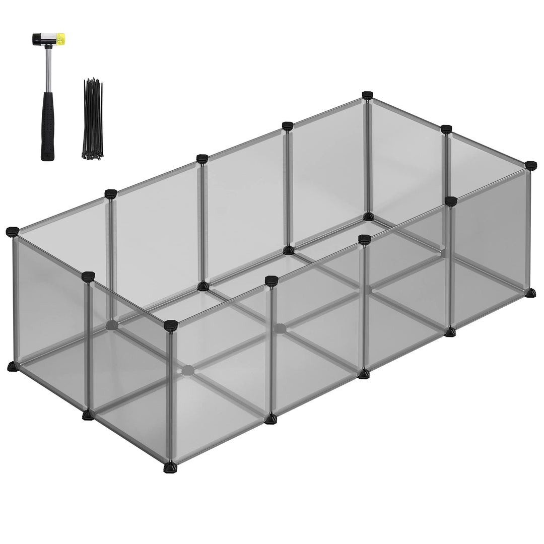 SONGMICS Freigehege mit Bodenplatten, Laufstall, Meerschweinchen Gehege, aus Kunststoff, Gehege für