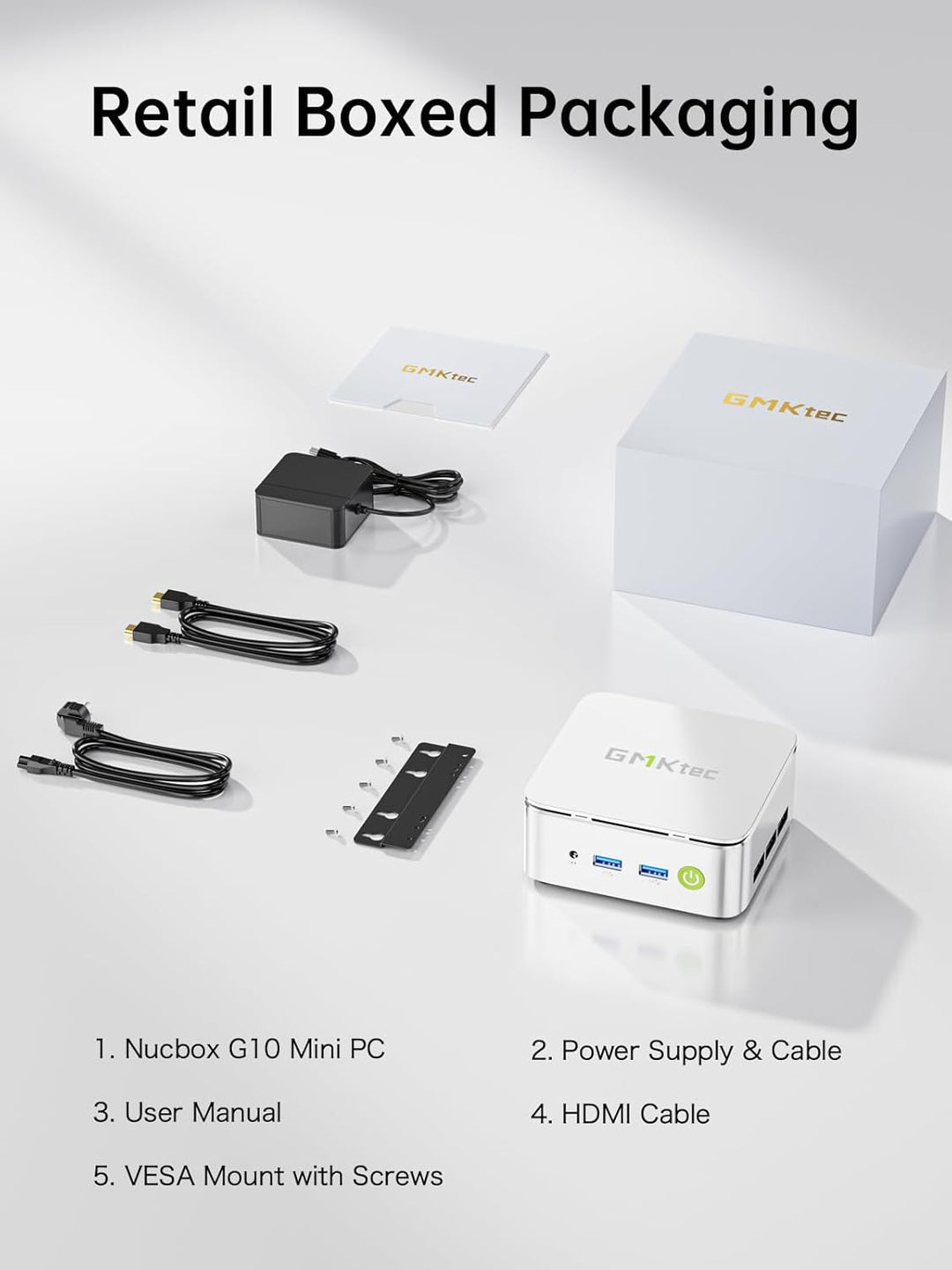 GMKtec AMD Ryzen 5 Mini PC W11 Pro 3500U(4 C/8 T4,50 GHz), NucBox G10 Mini Computer, 16GB DDR4 RAM 3