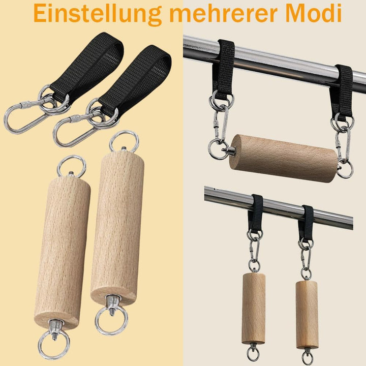 Holz Klimmzuggriffe Handgriffe，Klettergriffe Trainingsset für Krafttraining， Armkrafttrainer，Klimmzu