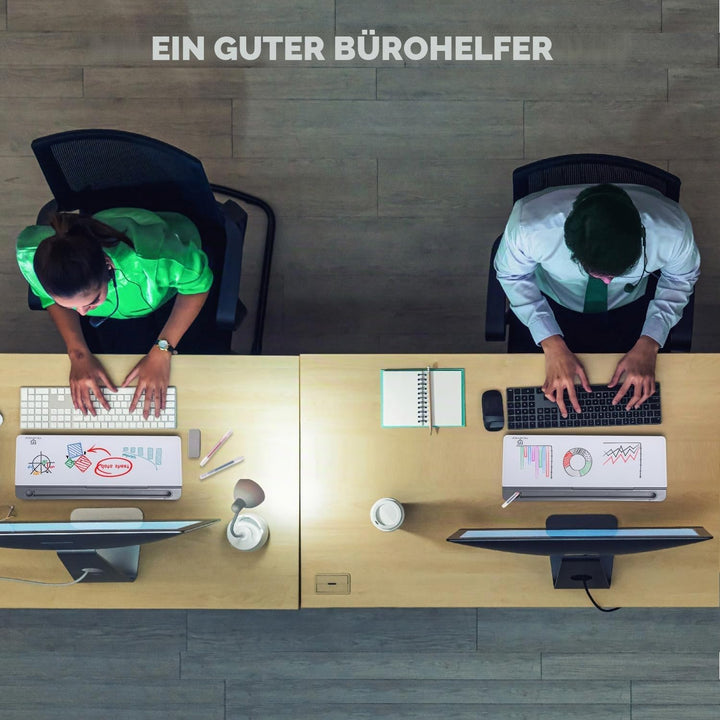 Kleines Whiteboard aus Glas, trocken abwischbar, Computertastatur-Ständer mit Schublade, Schreibtisc