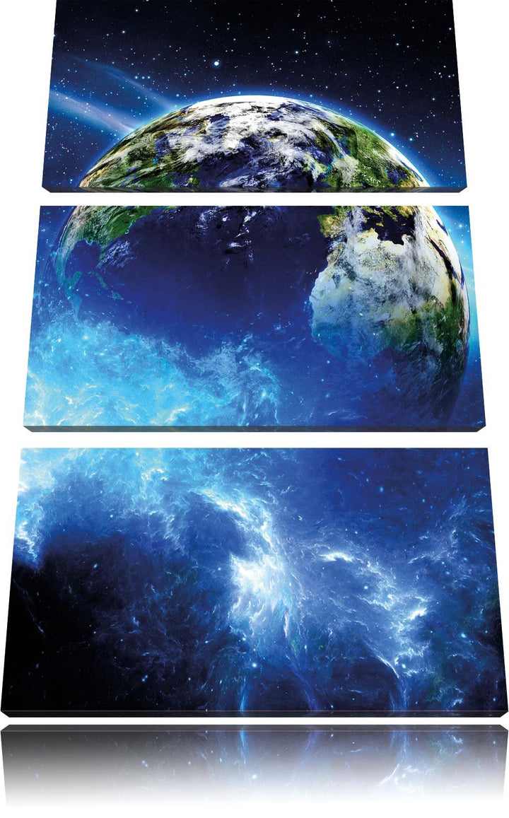 Pixxprint Planet Erde 3-Teiler Leinwandbild 120x80 Bild auf Leinwand