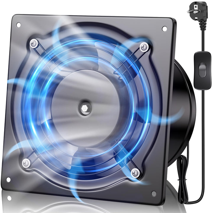 Hon&Guan Abluftventilator 150mm mit Schalter, Badlüfter Industrielle Metal 38W Aussenläufermotor Wan