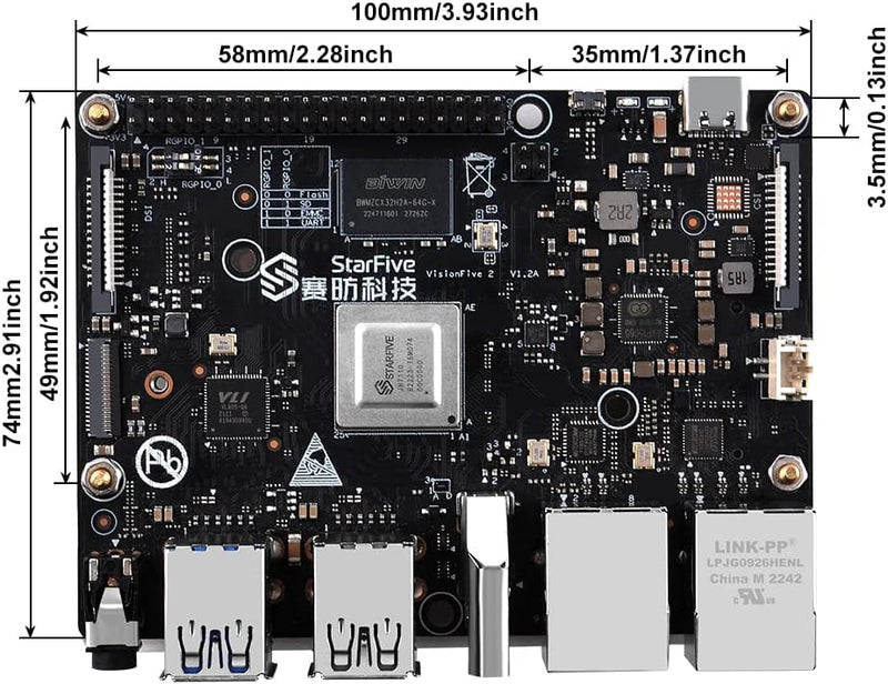 GeeekPi VisionFive2 8GB Starter Kit,VisionFive2 RISC-V Single Board Computer,StarFive JH7110 Process