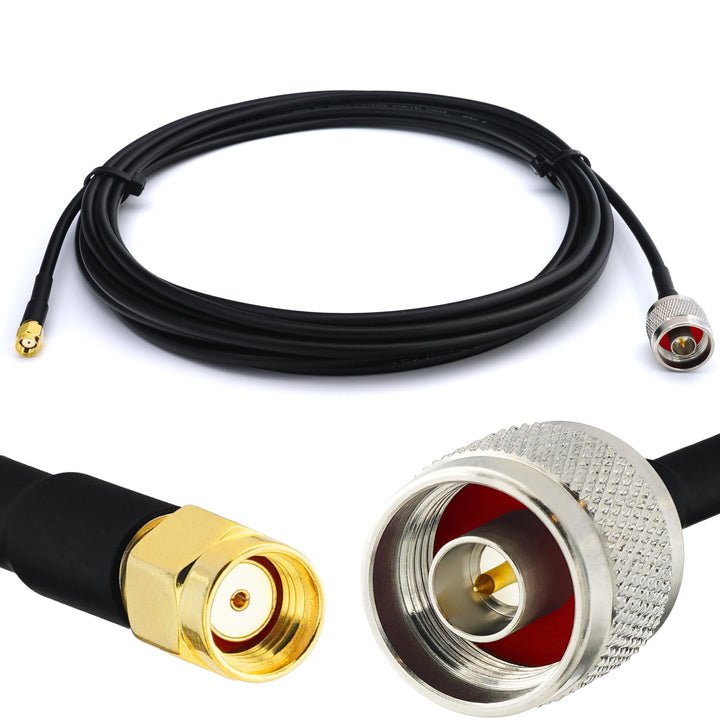 8m RP-SMA Stecker auf N Stecker RG58 Koaxialkabel — 8 Meter Verlustarmes Antennenkabel 50 Ohm Verlän