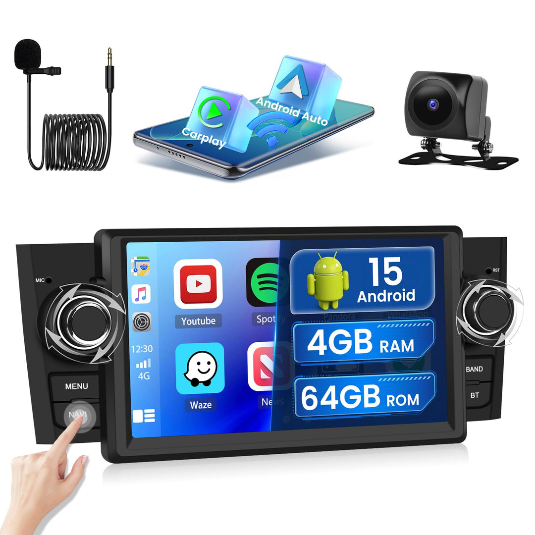 Hikity [4+64GB] Android 15 Autoradio für FIAT Punto 2005-2009 /Linea 2007-2011 Radio CarPlay Android