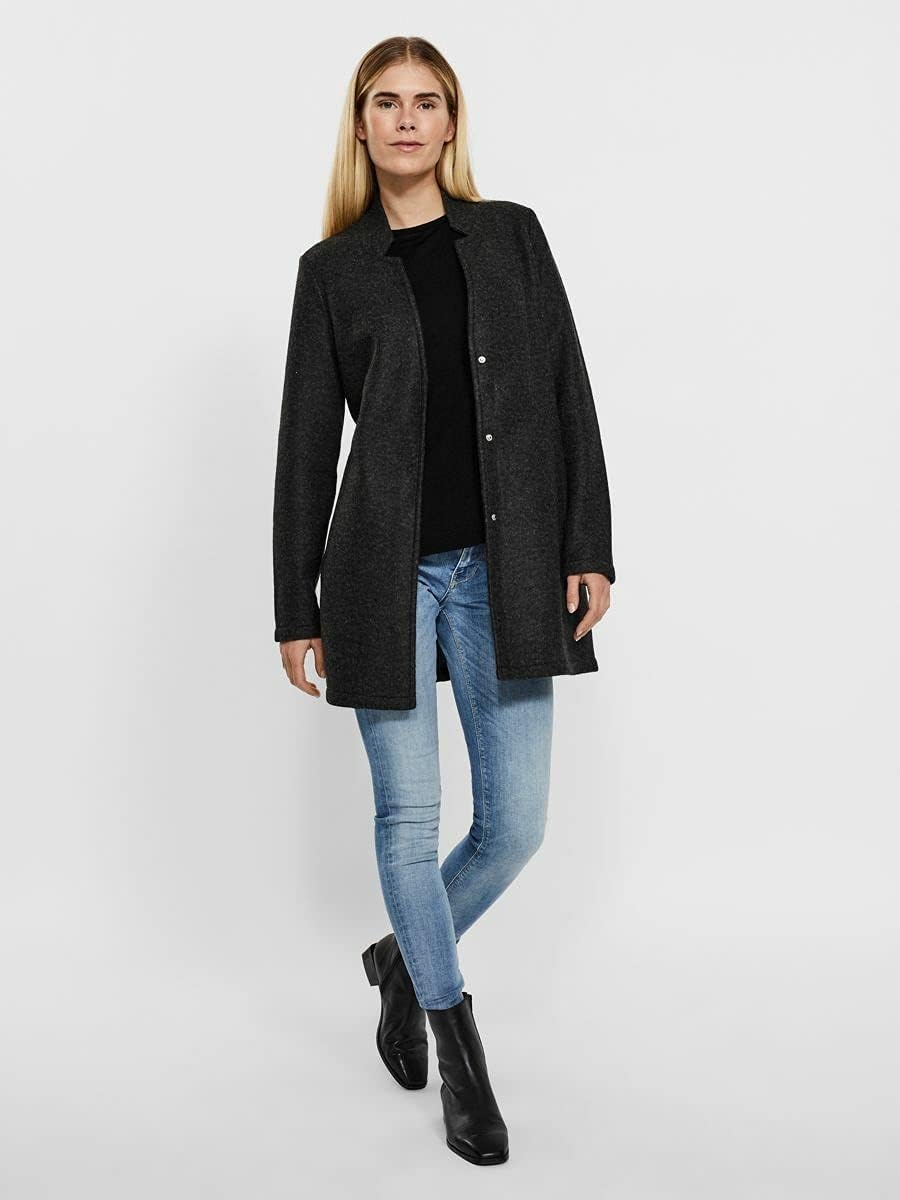 VERO MODA Damen Wollmischungs-Mantel, Darkgrey Melange