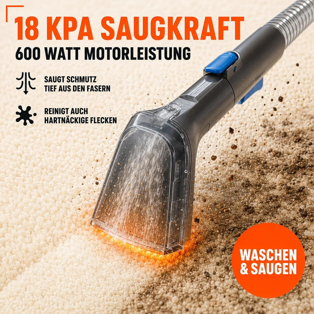 SOMMERTAL MultiCleaner WS600 Polsterreiniger, Waschsauger | Gerät für Teppiche, Treppen, Polster, So
